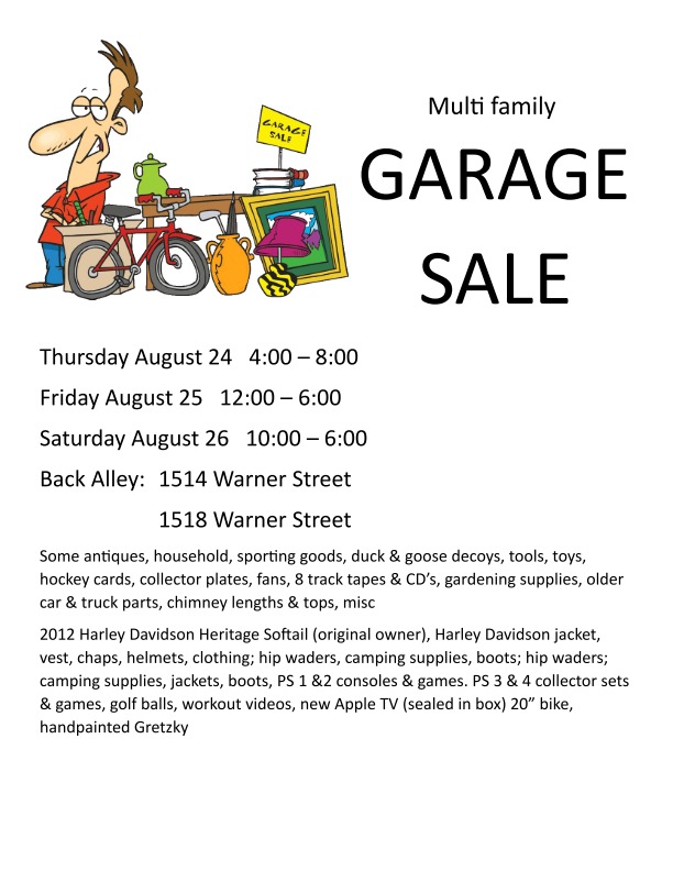 1518 Warner Street , Moose Jaw, SK / Moose Jaw / GarageSaleJunkie.ca