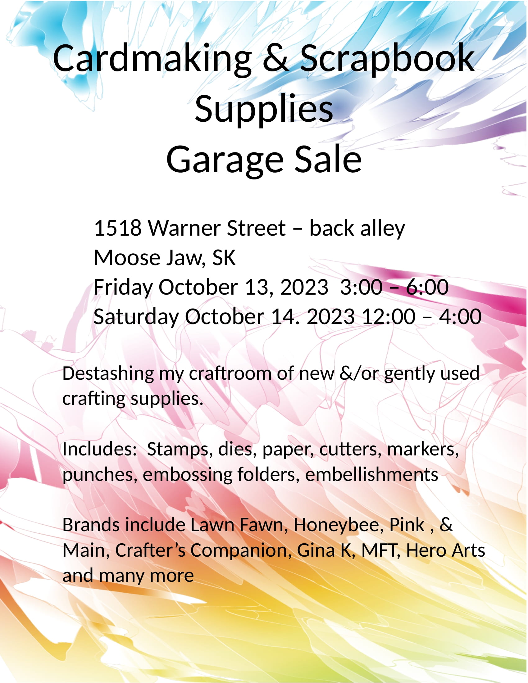 1518 Warner Street, Moose Jaw, SK / Moose Jaw / GarageSaleJunkie.ca